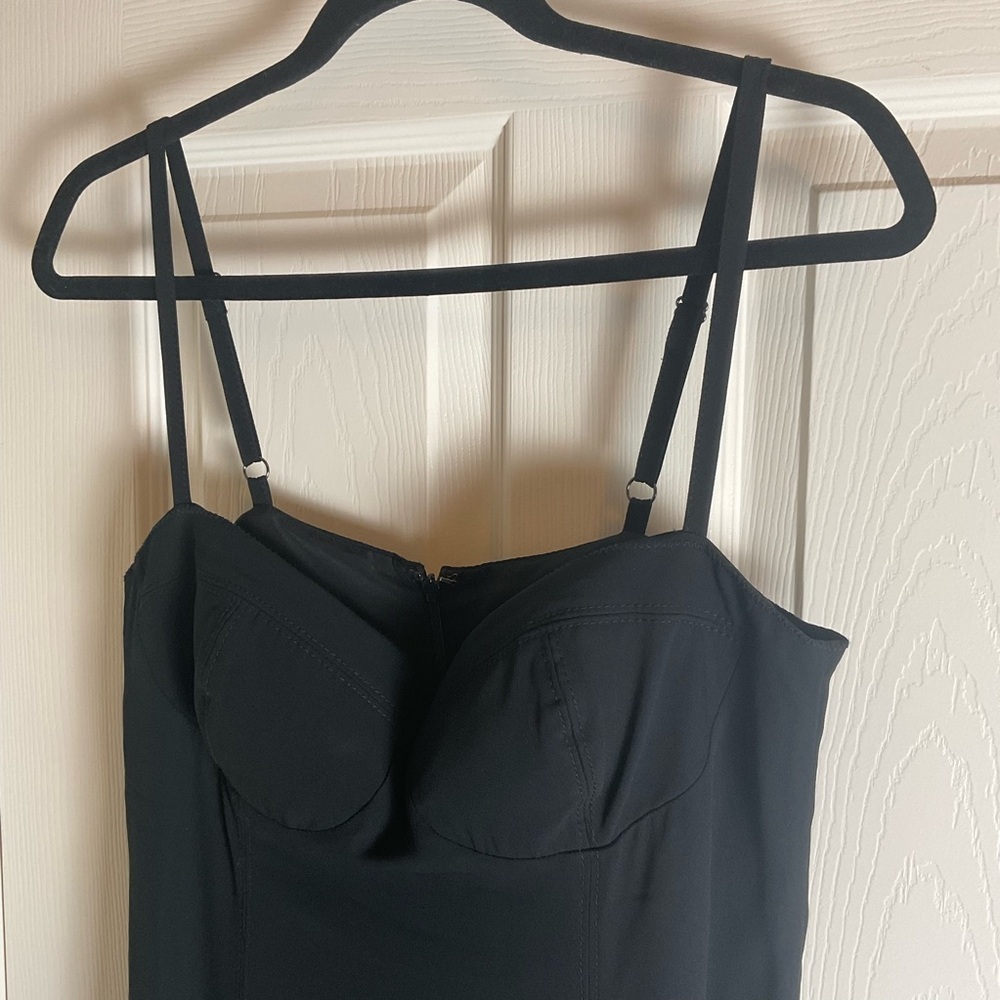 J. Crew Black Midi Slip Dress with Side Slit - Picture 4 of 9
